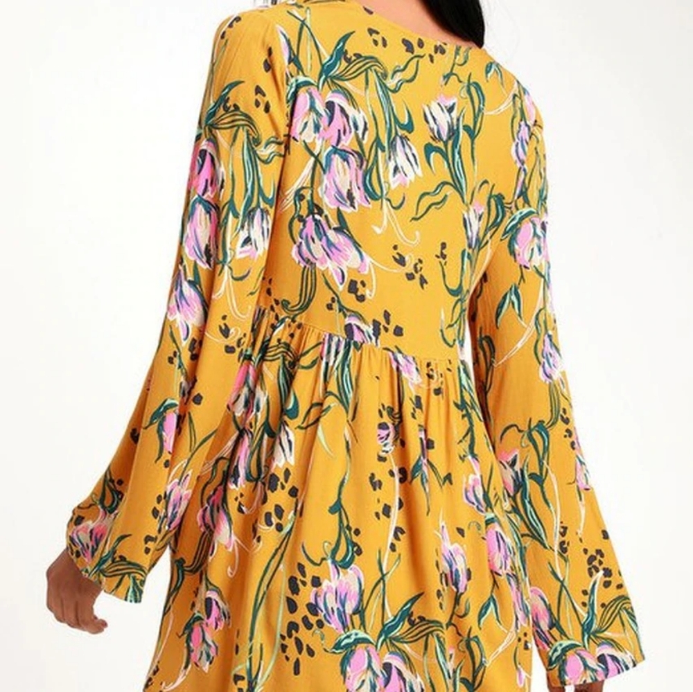 Free People Yellow Bella Print Tunic SP - Picture 4 of 7